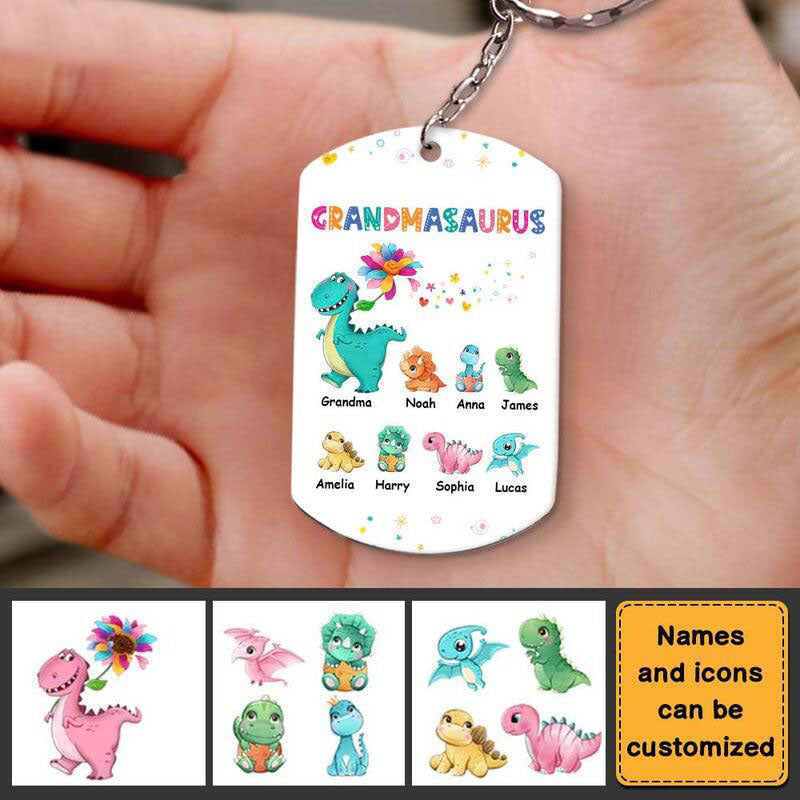 Gift Grandmasaurus Aluminum Personalized Keychain