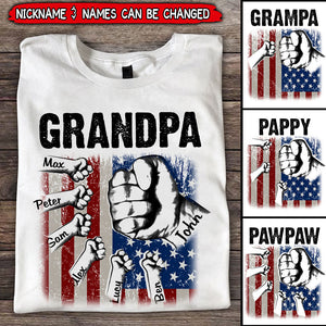 Personalized Grandpa with Grandkids Hand to Hands Shirt