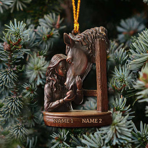 Horse And Girl - Personalized Christmas Acrylic Ornament