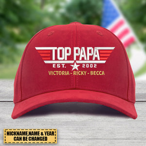 Personalized papa top with grandkids Embroidered Cap