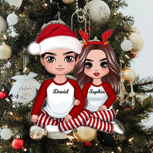 Gifts Christmas Doll Couple Sitting Hugging Personalized Ornament