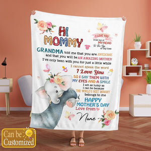 HI MOMMY - HAPPY MOTHER'S DAY PERSONALIZED BLANKET