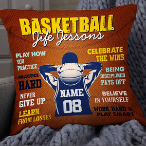 Personalized Love Basketball Player Life Lessons Pillow - Gift For Basketball Lovers