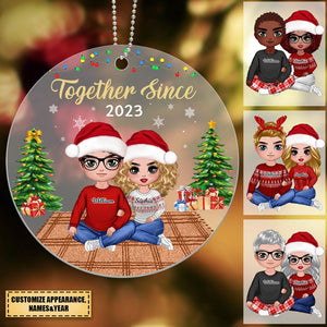 Doll Couple Sitting In House Personalized Acrylic Ornament