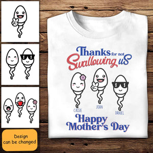 Thanks For Not Swallowing Us - Personalized Shirt - Mother's Day, Funny, Birthday Gift For Mom