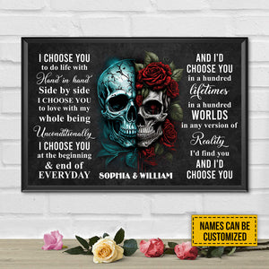 I Choose You Skull Couple Lovers Personalized Horizontal Poster