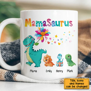 Personalized Grandmasaurus Colorful Flower Mug