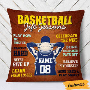 Personalized Love Basketball Player Life Lessons Pillow - Gift For Basketball Lovers