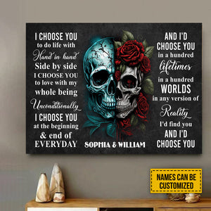 I Choose You Skull Couple Lovers Personalized Horizontal Poster