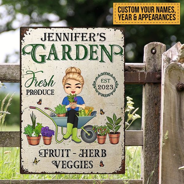 Garden Fresh Produce Herb & Veggies - Personalized Custom Classic Metal Signs