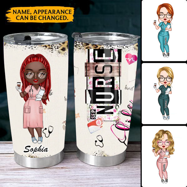 Personalized Tumbler - Gift For Nurse - Nurse Scrubs Angel