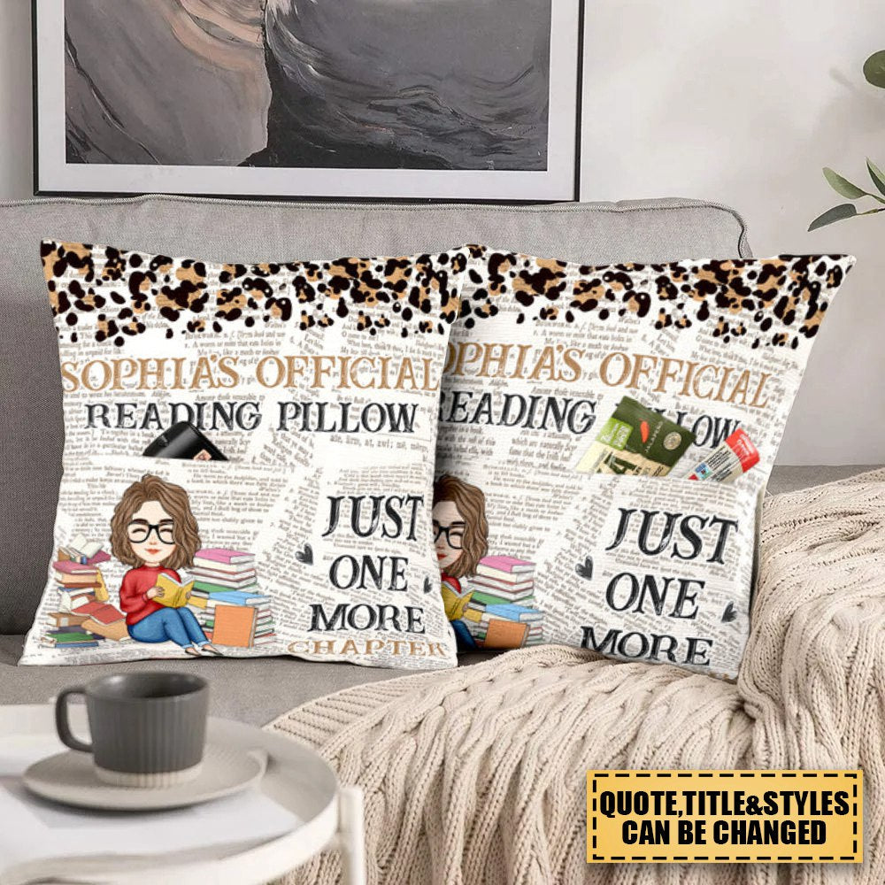 Just One More Chapter Personalized Pocket Pillow callown