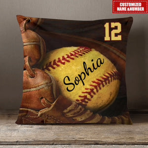 Personalized Name And Number Softball Pillowcase Gift For Softball Lovers Gifts