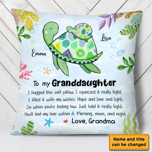 Personalized Gift For Granddaughter Turtle Hug This Pillow case