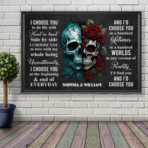 I Choose You Skull Couple Lovers Personalized Horizontal Poster