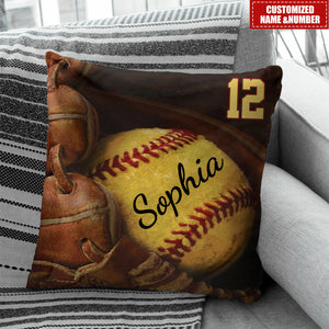Personalized Name And Number Softball Pillowcase Gift For Softball Lovers Gifts