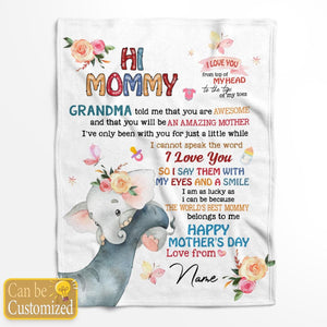 HI MOMMY - HAPPY MOTHER'S DAY PERSONALIZED BLANKET