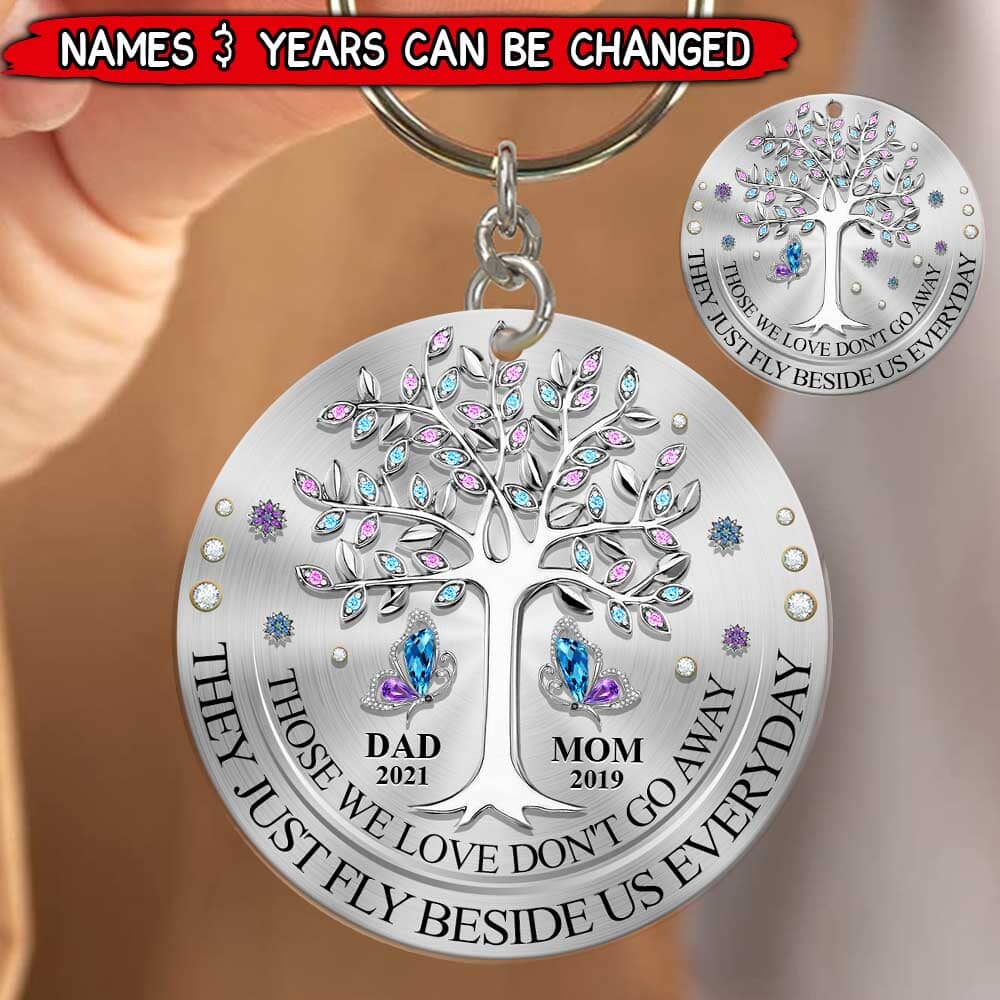 Sparkling Memorial Tree Butterfly-Personalized Keychain