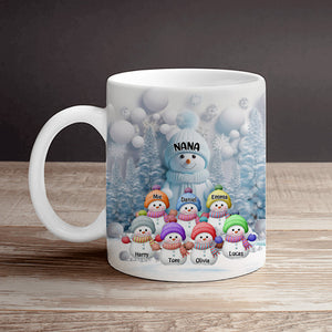 Christmas Blue Vibe Snowman Grandma Mom Colorful Kids Personalized Mug