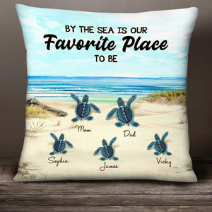 The best things in life Turtle Family On The Beach Sunset Personalized Pillow