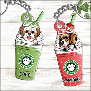 Puppuccino Cute Dog Coffee Personalized Acrylic Keychain Gift for dog lovers