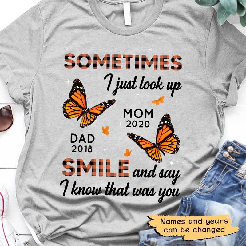 Butterfly Sometimes I Just Look Up Checkered Pattern Personalized T-shirt