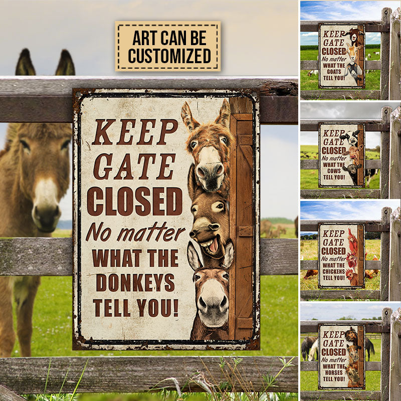 Personalized Farm Keep Gate Closed Custom Classic Metal Signs