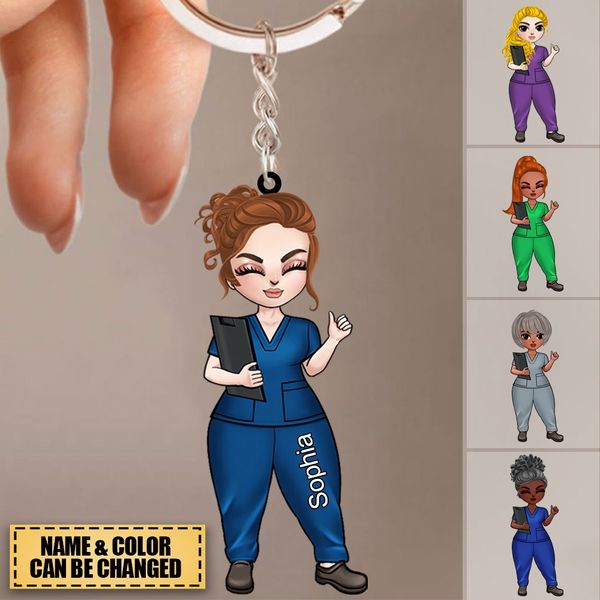 PERSONALIZED FEMALE NURSE KEYCHAIN- LOVELY GIFT FOR NURSE