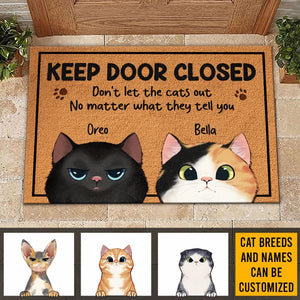 Keep The Door Closed - Cat Personalized Custom Decorative Mat - Gift For Pet Owners, Pet Lovers