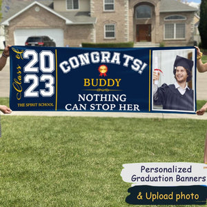 Congrats Class of 2023 Banner With Custom Image, Quotes & School Name Can Be Changed