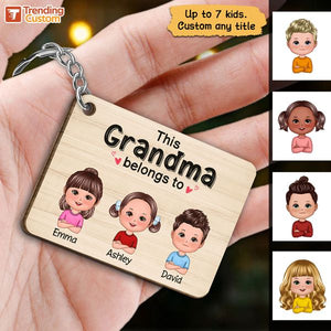 This Dad Mom Grandma Grandpa Belongs To Cute Doll Kids Personalized Acrylic Keychain