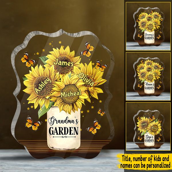 Grandma’s Garden - Personalized Mother's Day Grandma Custom Shaped Acrylic Plaque