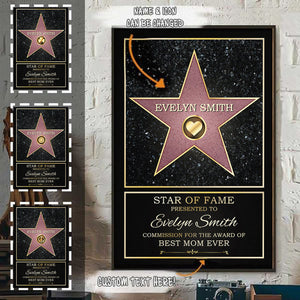 Star Of Fame, Best Mom Of The Year - Family Personalized Custom Vertical Poster