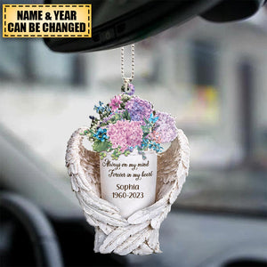 Personalized Hydrangea Vase Wings Memorial Acrylic Ornament