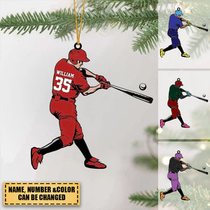 Baseball Player Swing - Personalized Christmas Acrylic Ornament